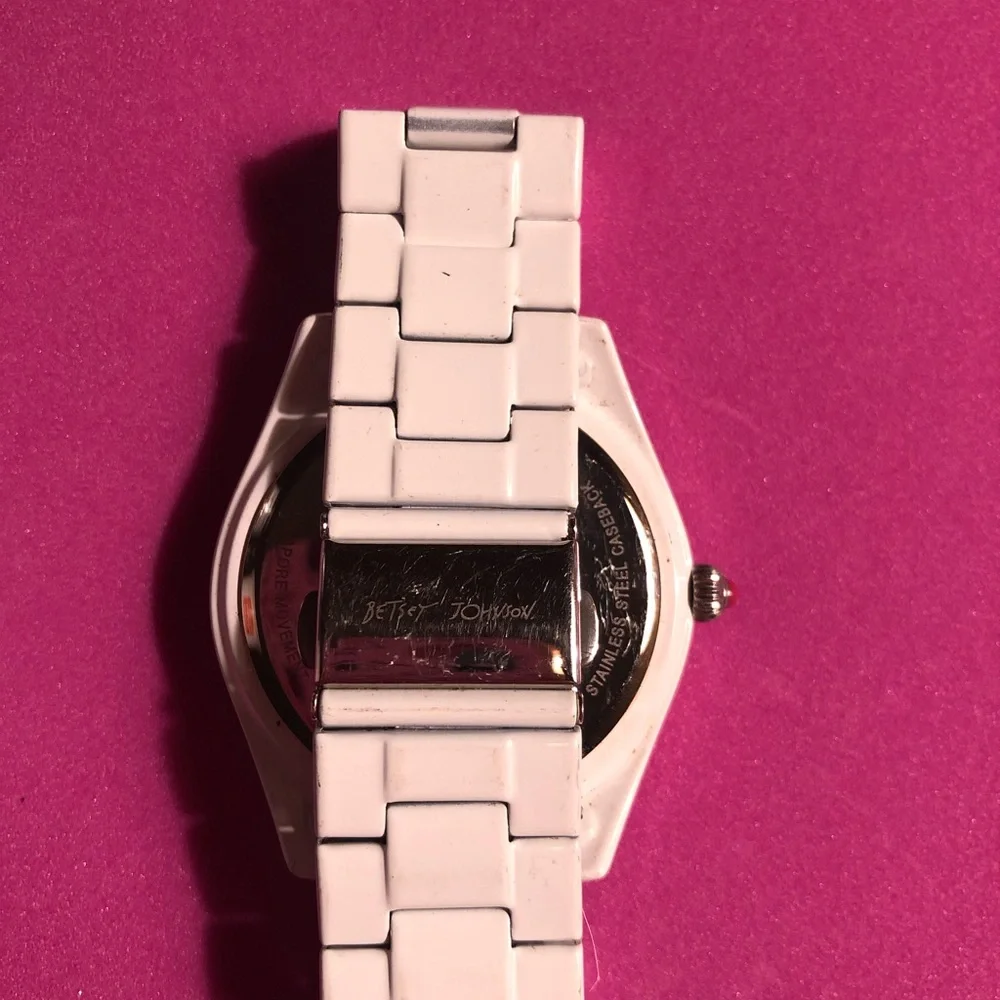 Betsey Johnson Heart with pink crystals watch. - Picture 3 of 9